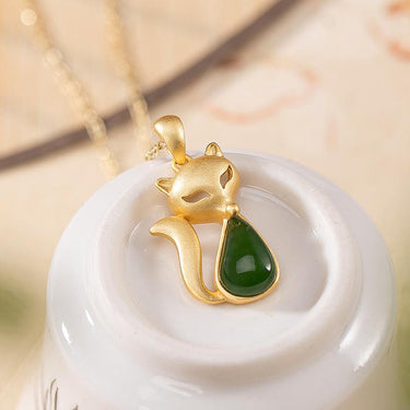 Natural Green Chalcedony Charm Necklace-Your Soul Place